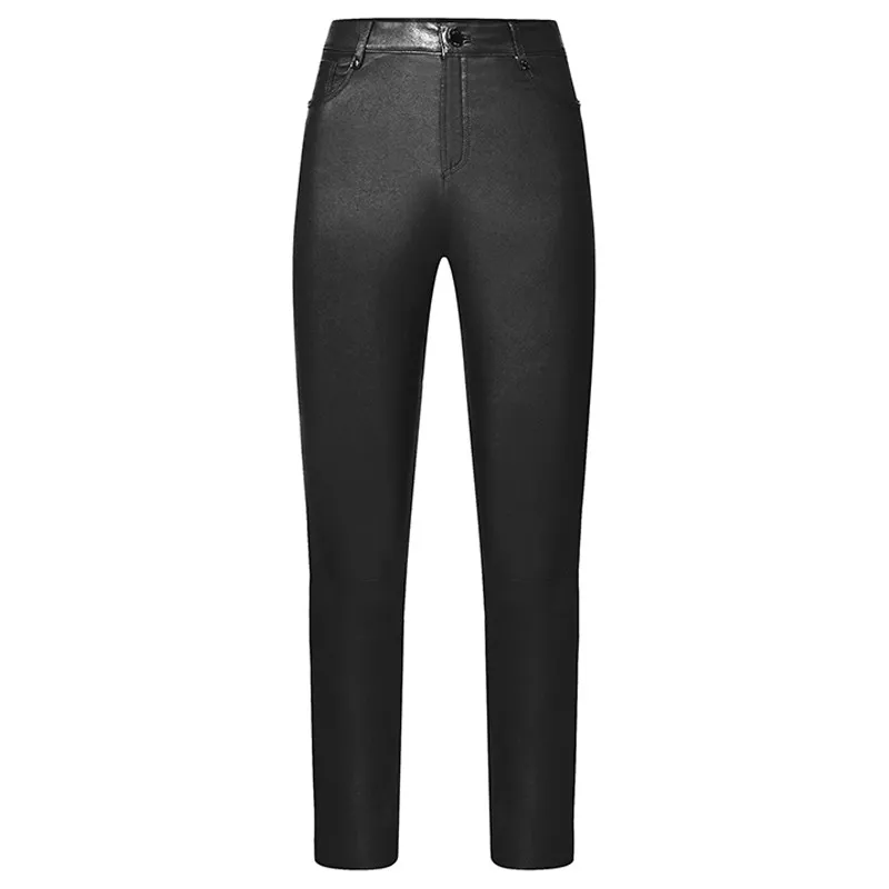 ANOUSHKA (REF. 64511) NOIR - PANTALON STRETCH EN CUIR VÉRITABLE