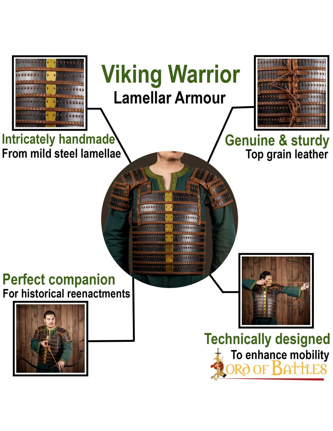 Armure lamellaire viking en cuir véritable ⚔️ Boutique Épées