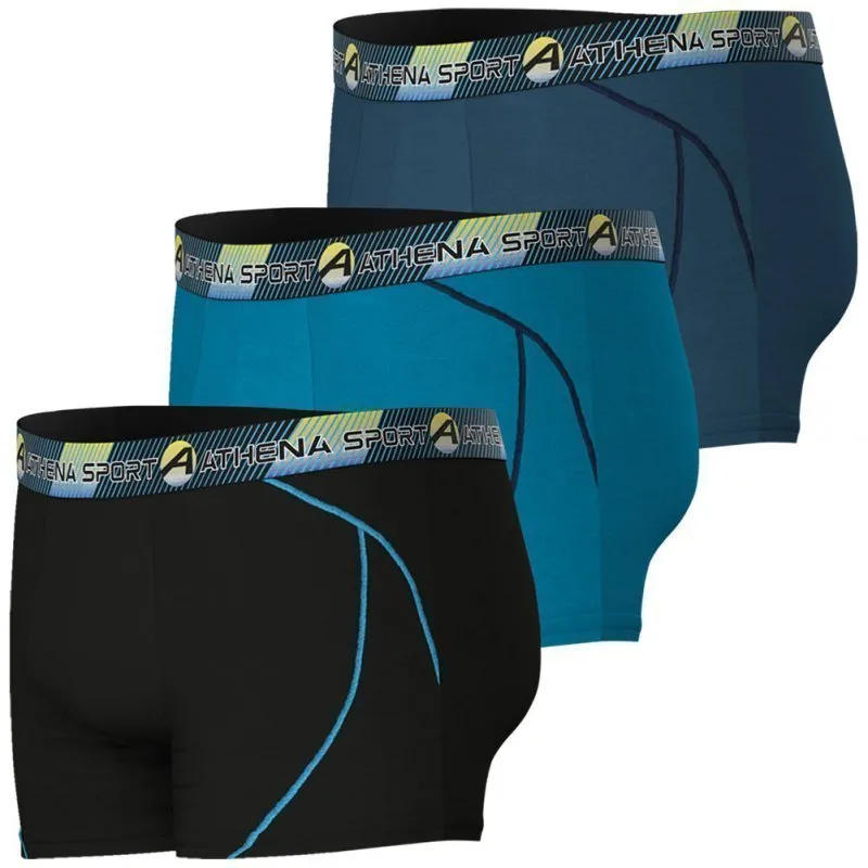 ATHENA 3 Boxers Homme Microfibre TRAINING DRY Noir Lac Croisière