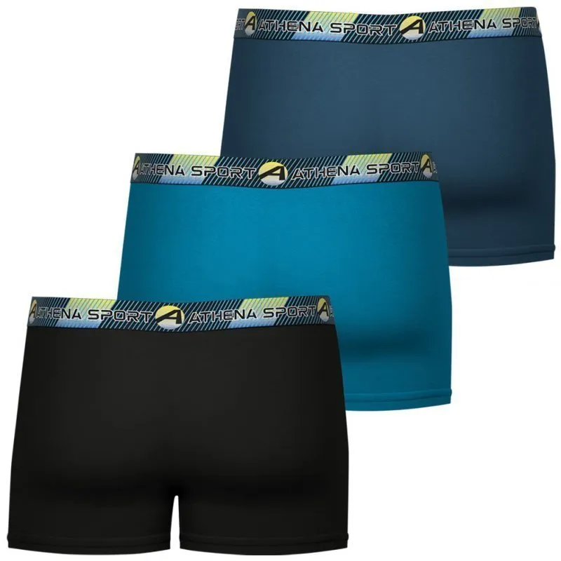 ATHENA 3 Boxers Homme Microfibre TRAINING DRY Noir Lac Croisière