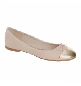 Ballerine femme simili cuir kaki et bout rond doré SHANA 