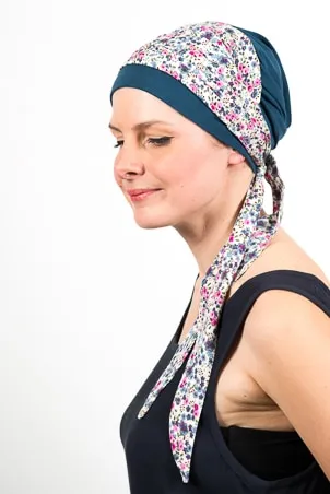 Bandeau chimio Liberty écru et son bonnet assorti - Foudre