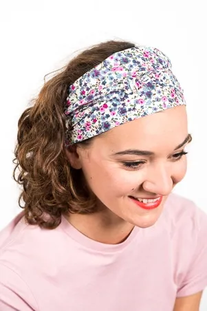 Bandeau chimio Liberty écru et son bonnet assorti - Foudre