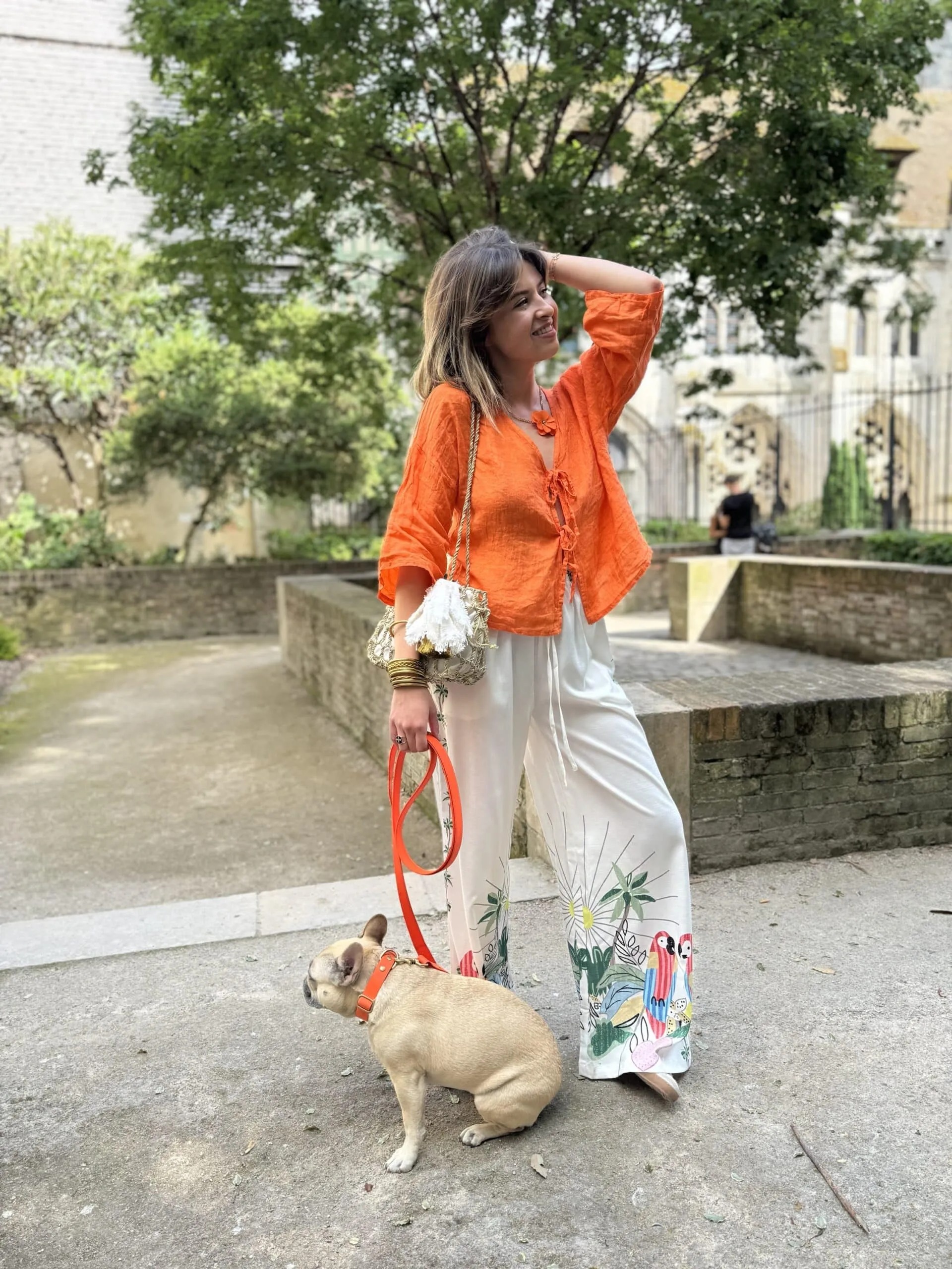 Blouse noeud en lin orange | Concept Store En Ligne | Jade & Lisa