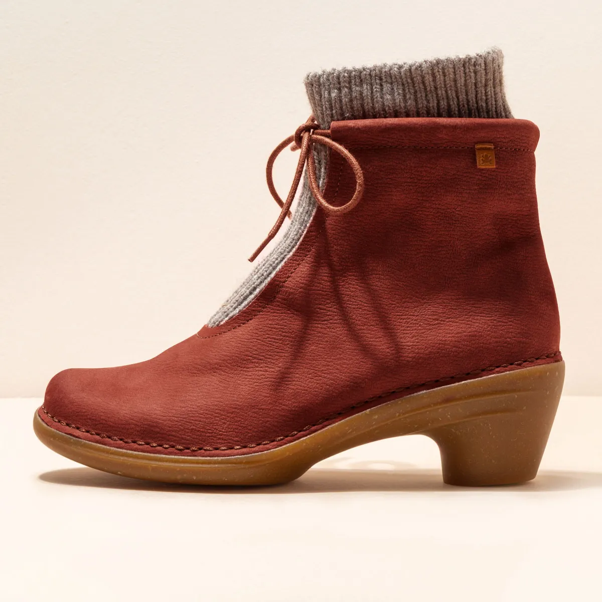 Bottines à talon doublée de laine - Rouge