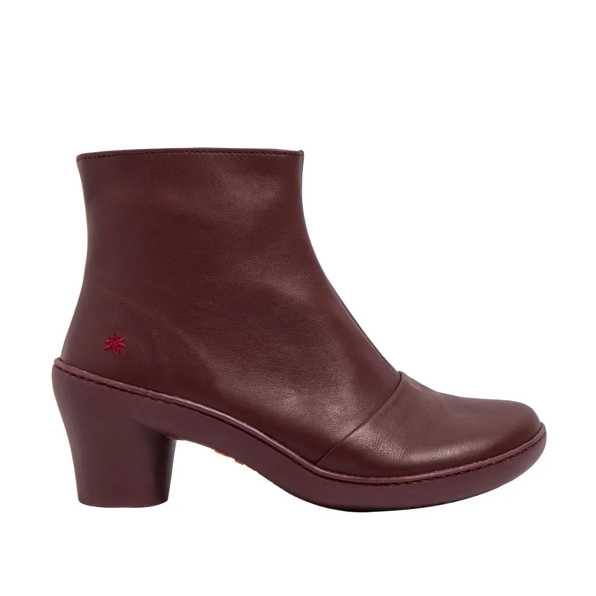 Bottines à talon en cuir mat - Rouge