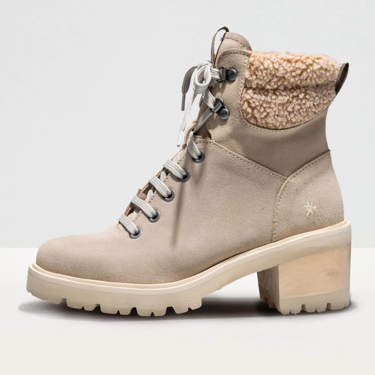 Bottines à talon lacées - Beige