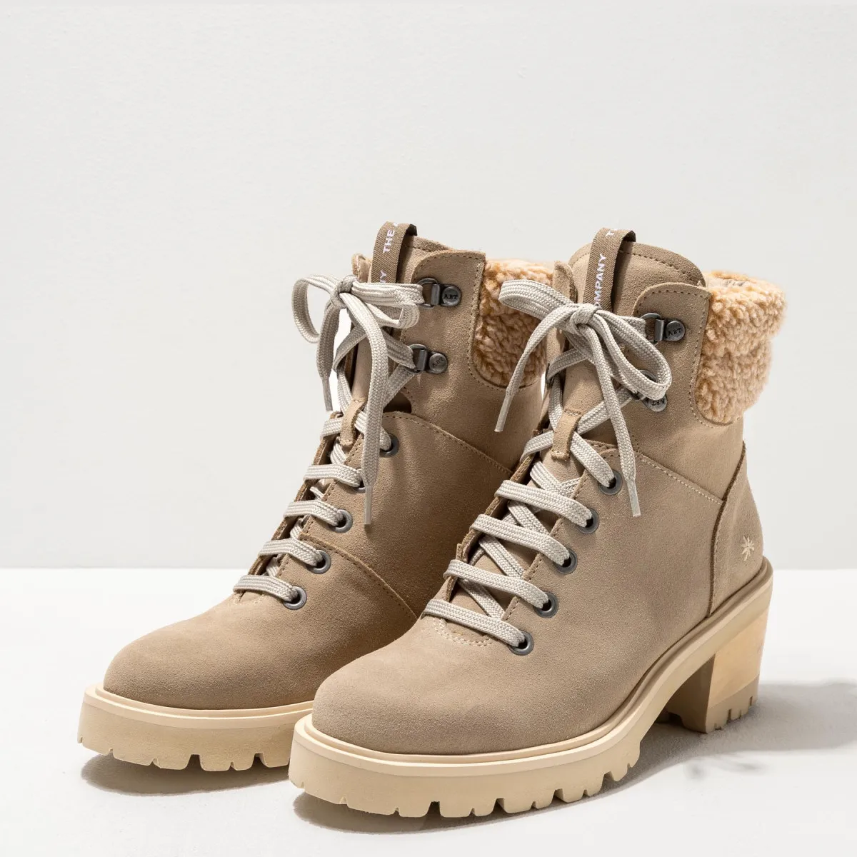 Bottines à talon lacées - Beige