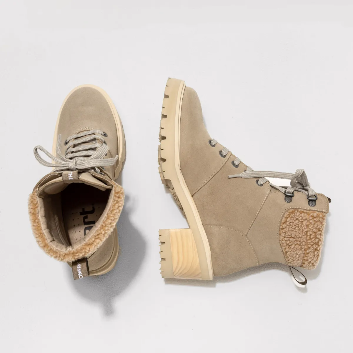 Bottines à talon lacées - Beige