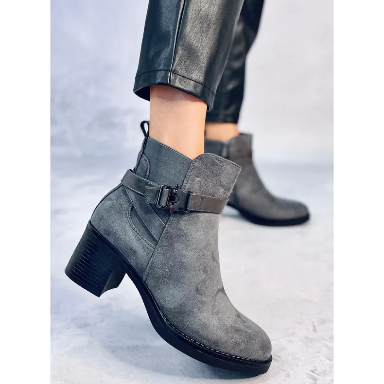 Bottines à talon stable Yonda Grey gris