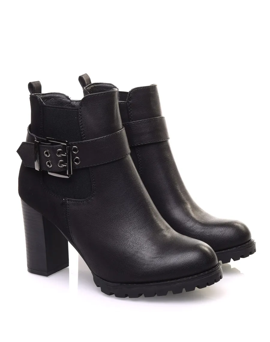 Bottines élastiques noires à talon