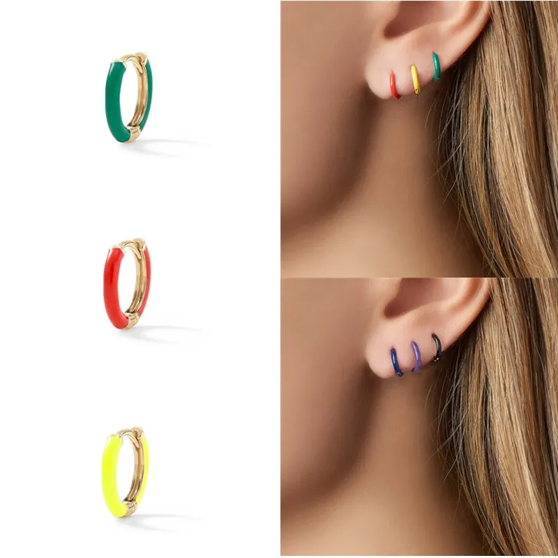 Boucles d'oreilles en émail coloré pour femmes