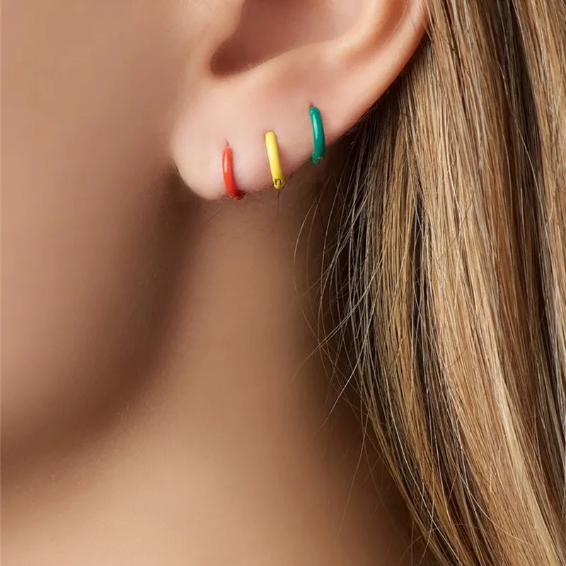 Boucles d'oreilles en émail coloré pour femmes