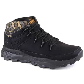 Bustagrip Chaussures de trekking montantes en cuir pour hommes, noires le noir