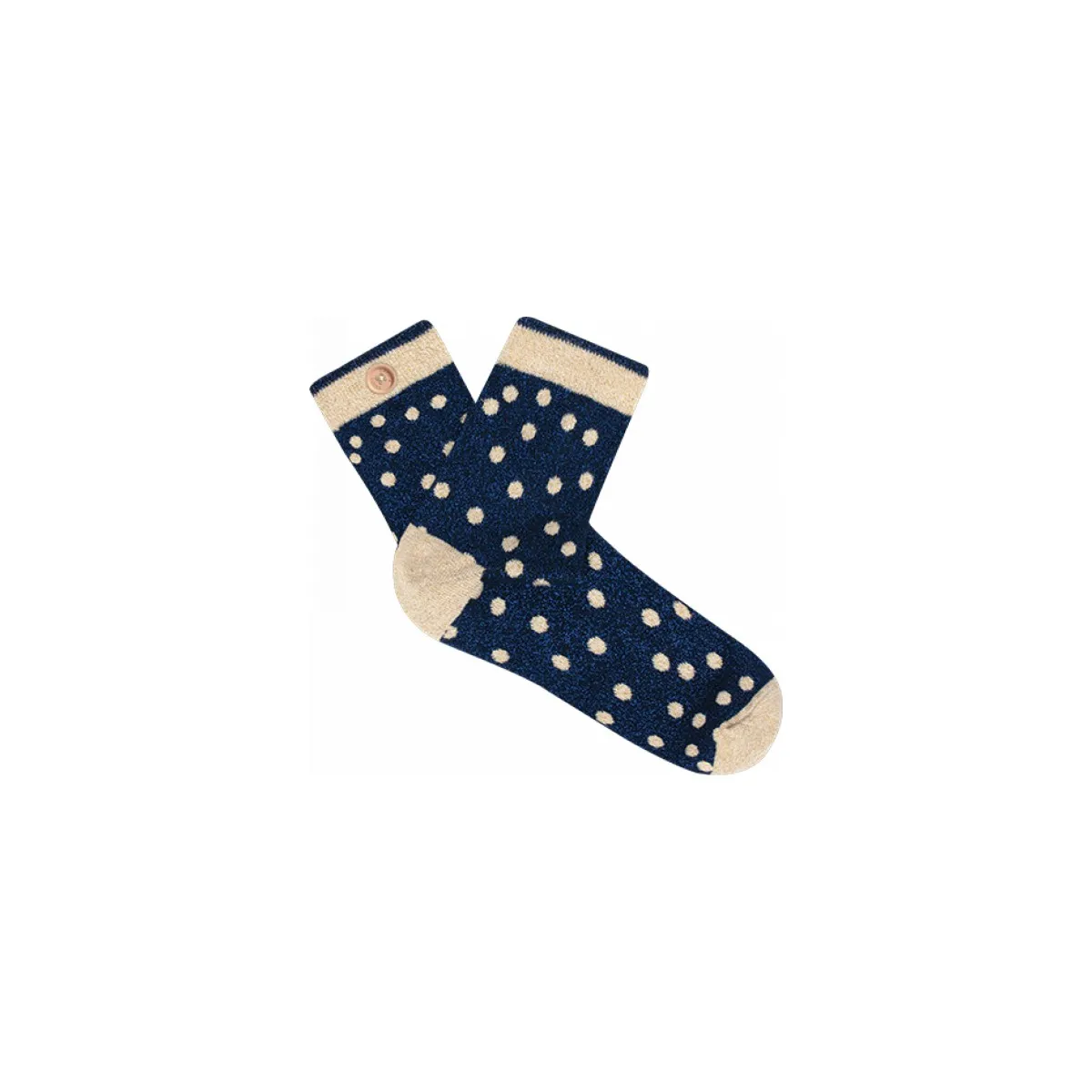 Cabaia - Chaussettes femme en lurex bleu nuit à pois