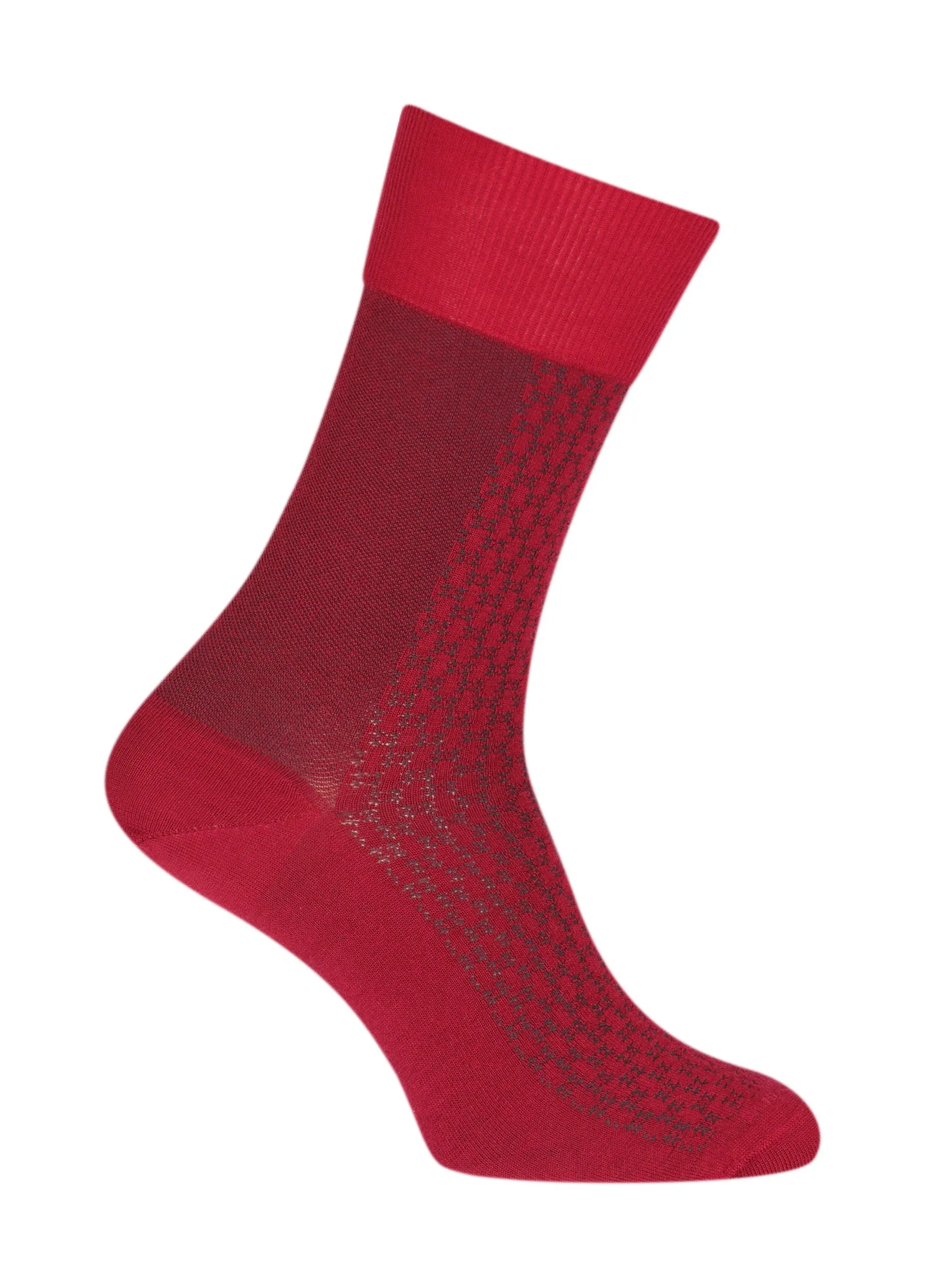 Chaussettes Ajourées bicolores vertical Laine Rouge - Labonal : ven...