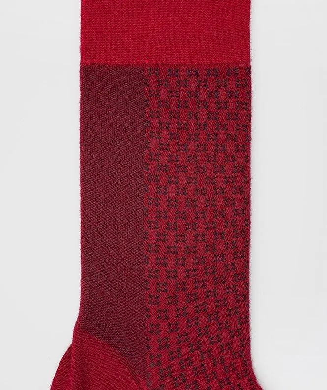 Chaussettes Ajourées bicolores vertical Laine Rouge - Labonal : ven...