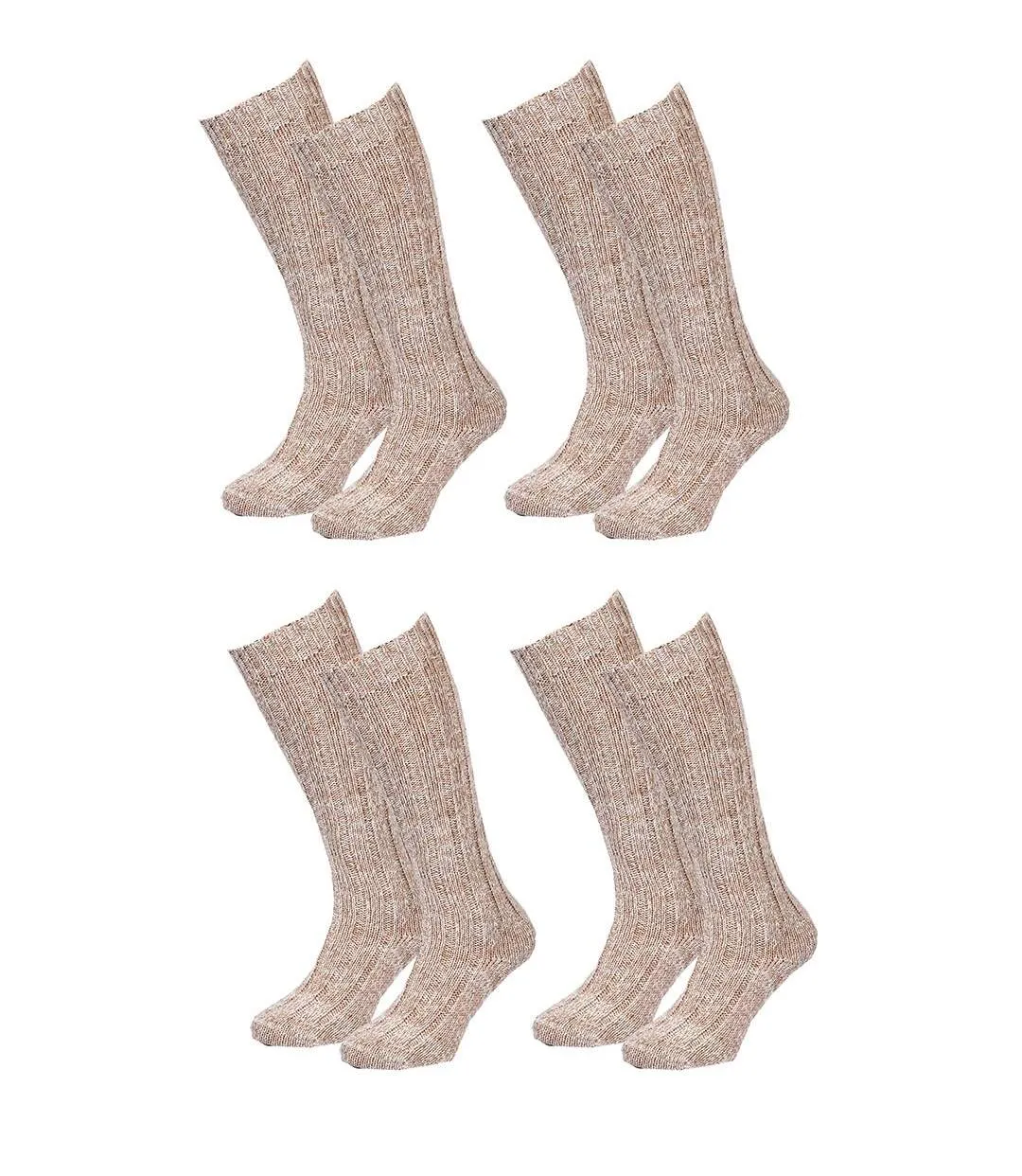 Chaussettes hautes homme Laine Majoritaire Pack de 4 Paires LAINE Beige