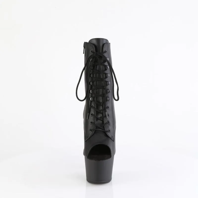 Chaussure pole dance en cuir véritable noir avec bout ouvert à talon aiguille Pleaser