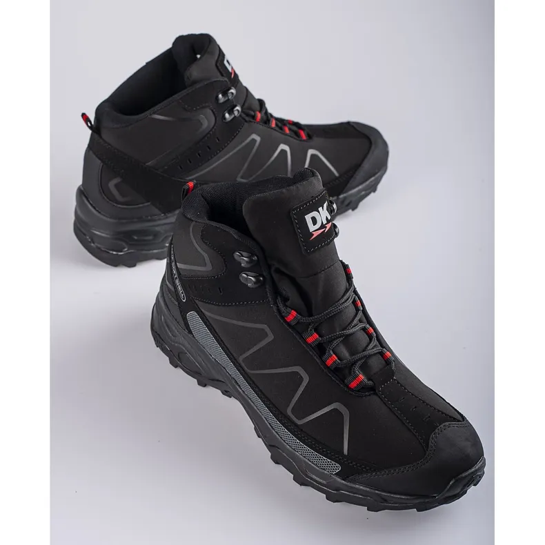 Chaussures de trekking hautes à lacets pour hommes DK le noir