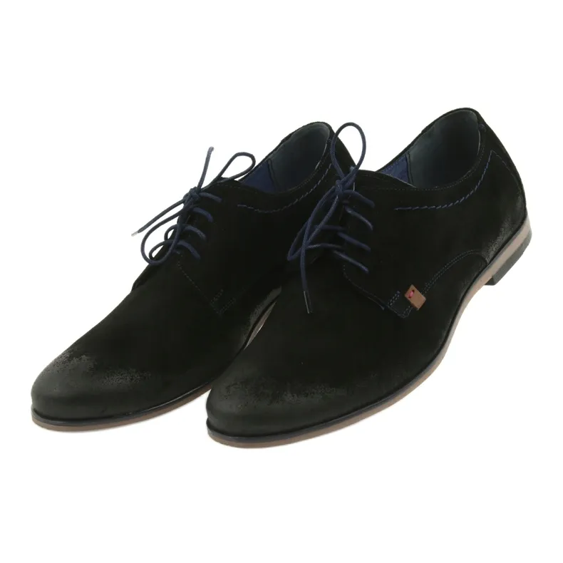 Chaussures en daim pour hommes Nikopol 1709 noir le noir