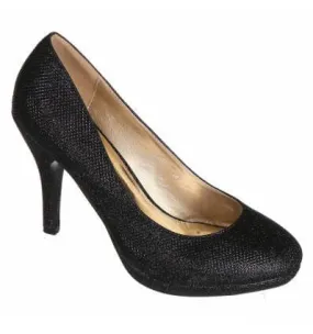 Escarpin femme de soirée simili cuir avec paillette noire SOFIA 