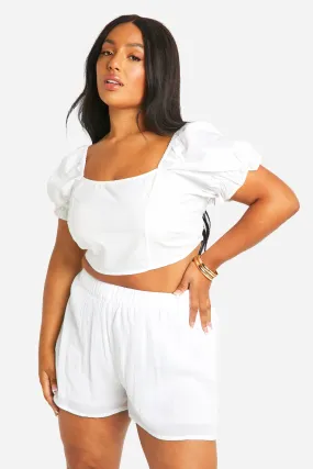 Grande taille - Short en mousseline de soie