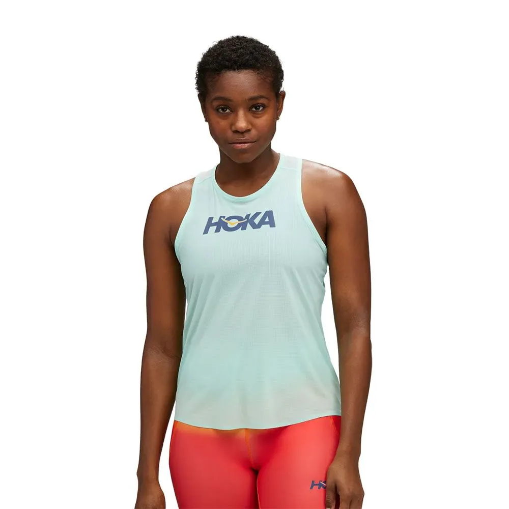 Hoka Airolite Run Tank Cloudless/Marathon - Débardeur de Running Femme