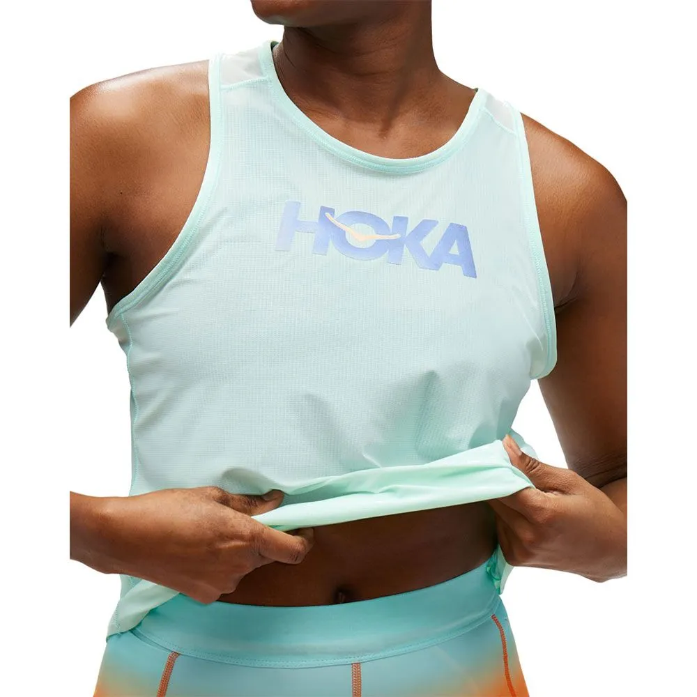 Hoka Airolite Run Tank Cloudless/Marathon - Débardeur de Running Femme