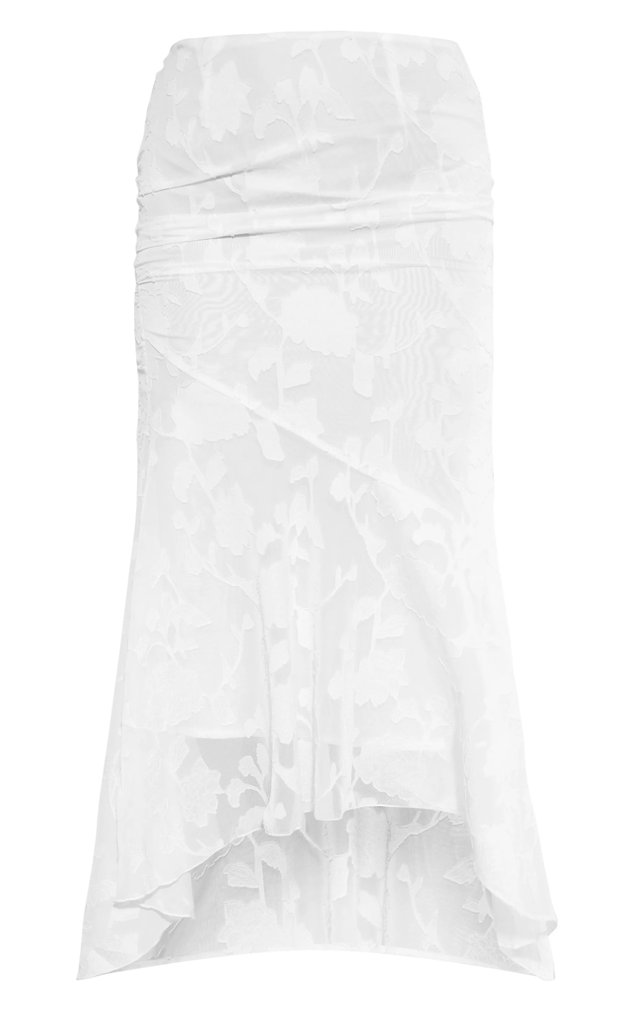 Jupe longue sirène blanche tissée texturée à taille basse