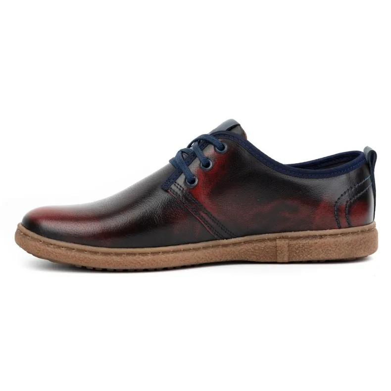 Kampol Chaussures casual en cuir pour hommes 22KAM, bordeaux le noir