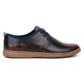 Kampol Chaussures casual en cuir pour hommes 22KAM, bordeaux le noir