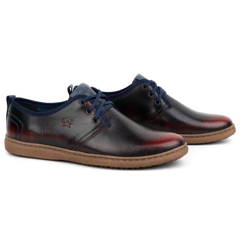 Kampol Chaussures casual en cuir pour hommes 22KAM, bordeaux le noir