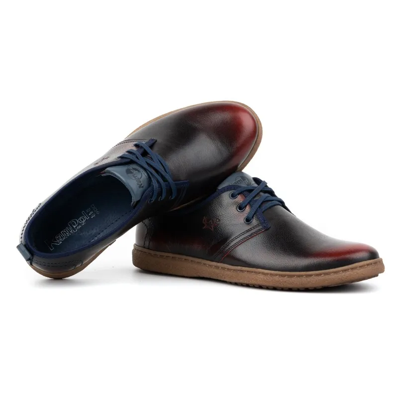 Kampol Chaussures casual en cuir pour hommes 22KAM, bordeaux le noir