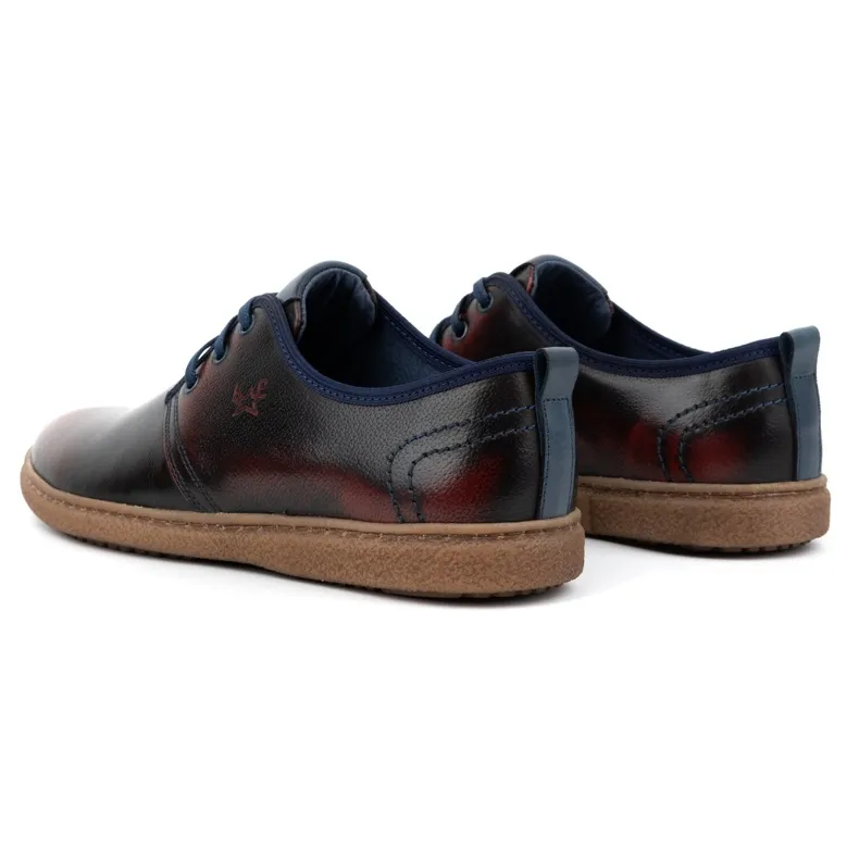 Kampol Chaussures casual en cuir pour hommes 22KAM, bordeaux le noir