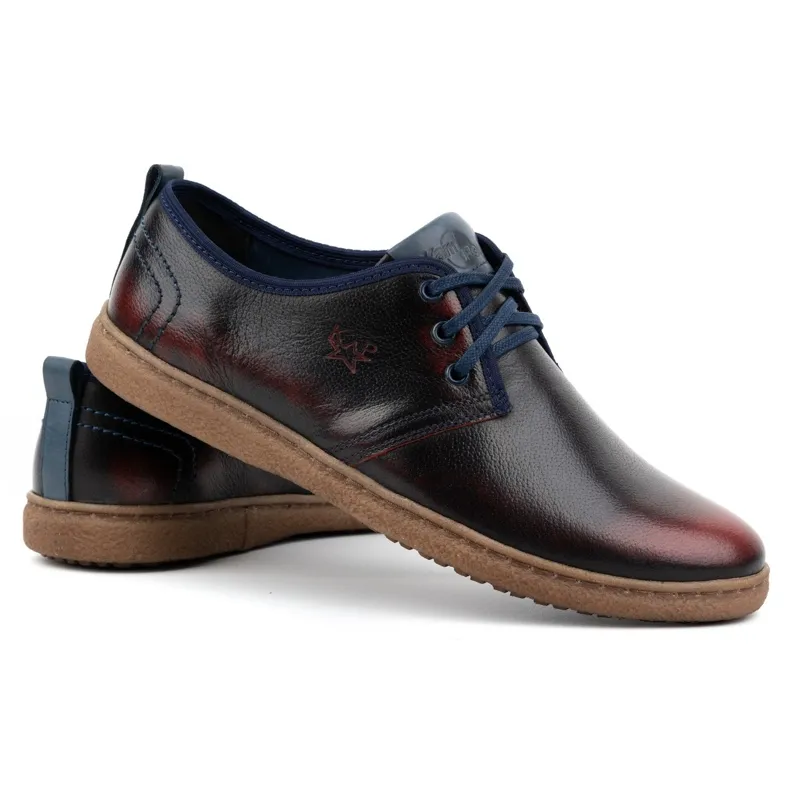 Kampol Chaussures casual en cuir pour hommes 22KAM, bordeaux le noir