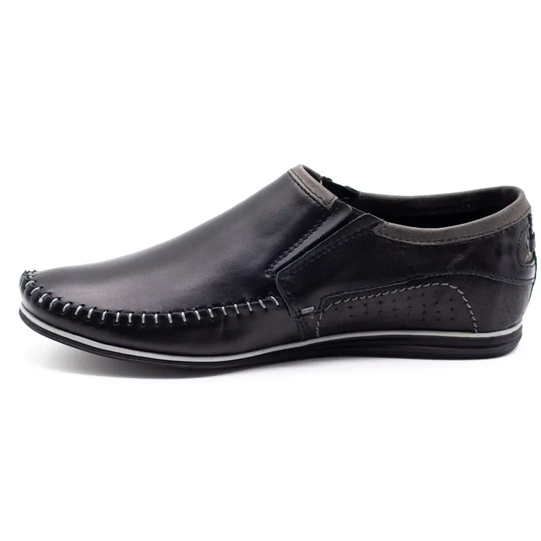 KOMODO Chaussures pour hommes en cuir 847 noir le noir