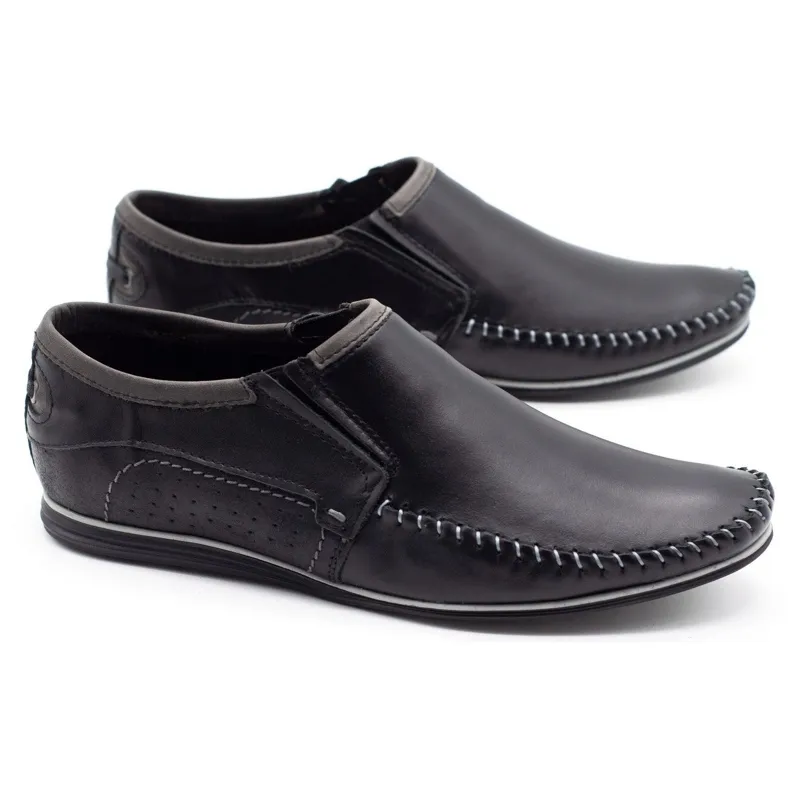 KOMODO Chaussures pour hommes en cuir 847 noir le noir