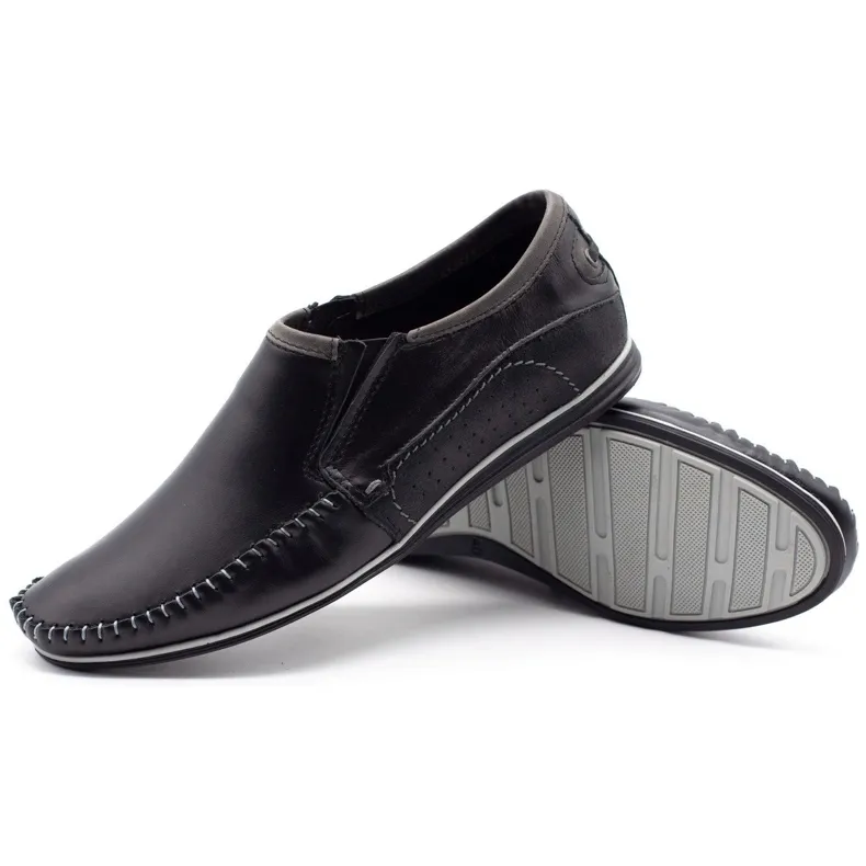 KOMODO Chaussures pour hommes en cuir 847 noir le noir