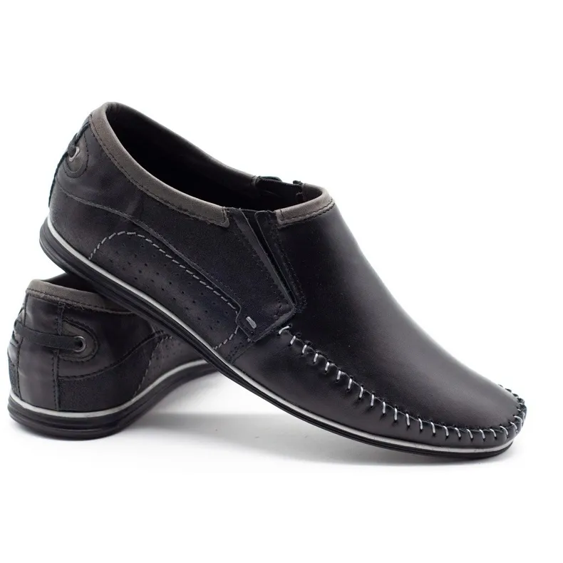 KOMODO Chaussures pour hommes en cuir 847 noir le noir