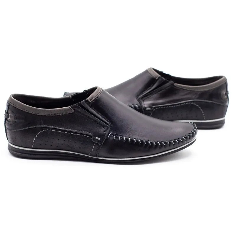 KOMODO Chaussures pour hommes en cuir 847 noir le noir