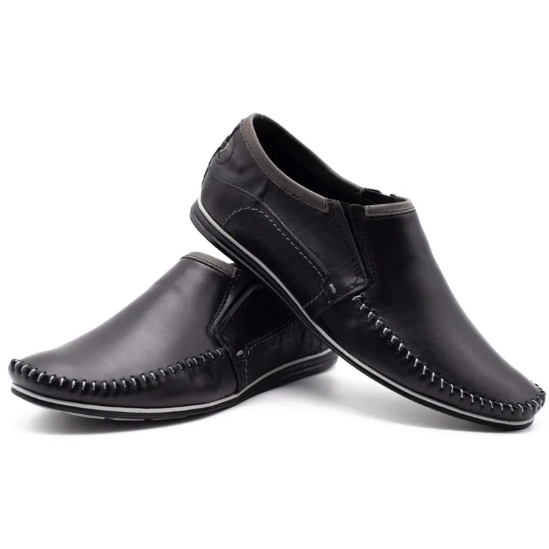 KOMODO Chaussures pour hommes en cuir 847 noir le noir