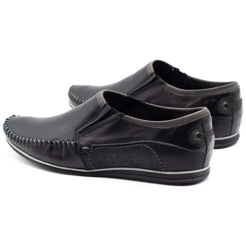 KOMODO Chaussures pour hommes en cuir 847 noir le noir