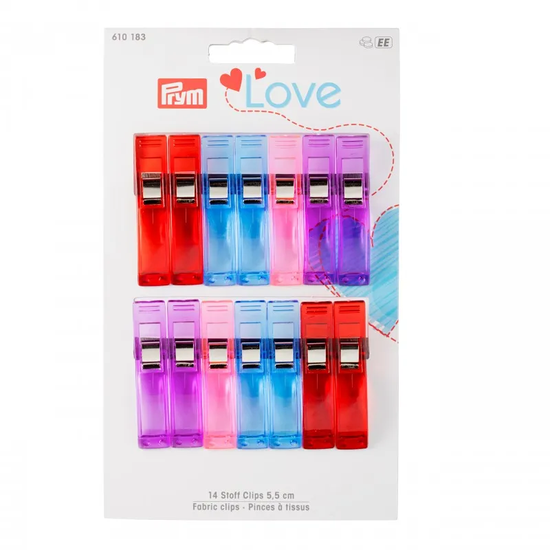 Lot de 14 Longues Pinces à Tissus Prym Love