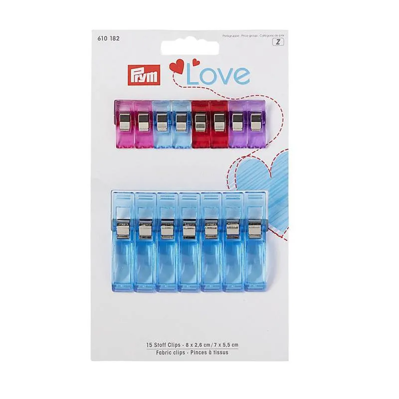 Lot de 15 pinces à tissus Prym Love