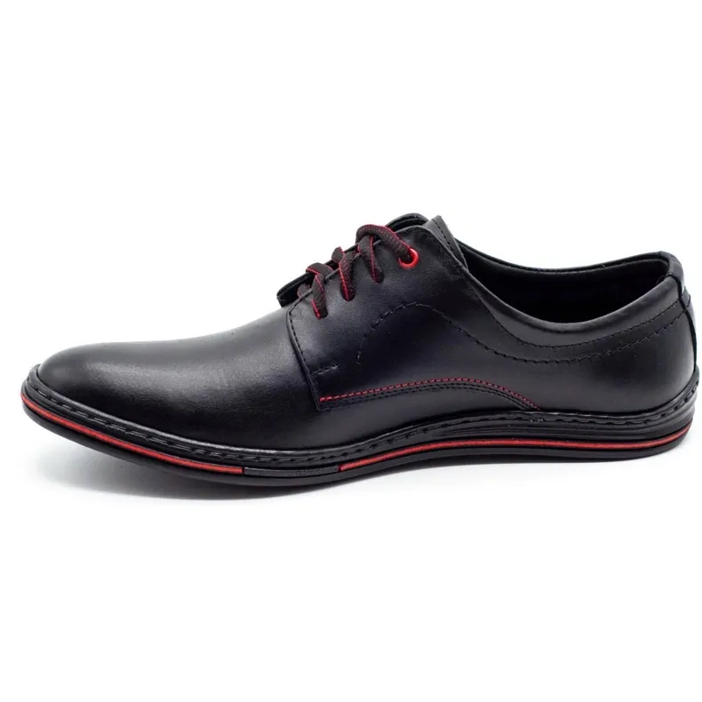 Lukas Chaussures pour hommes en cuir 295LU noir avec rouge le noir