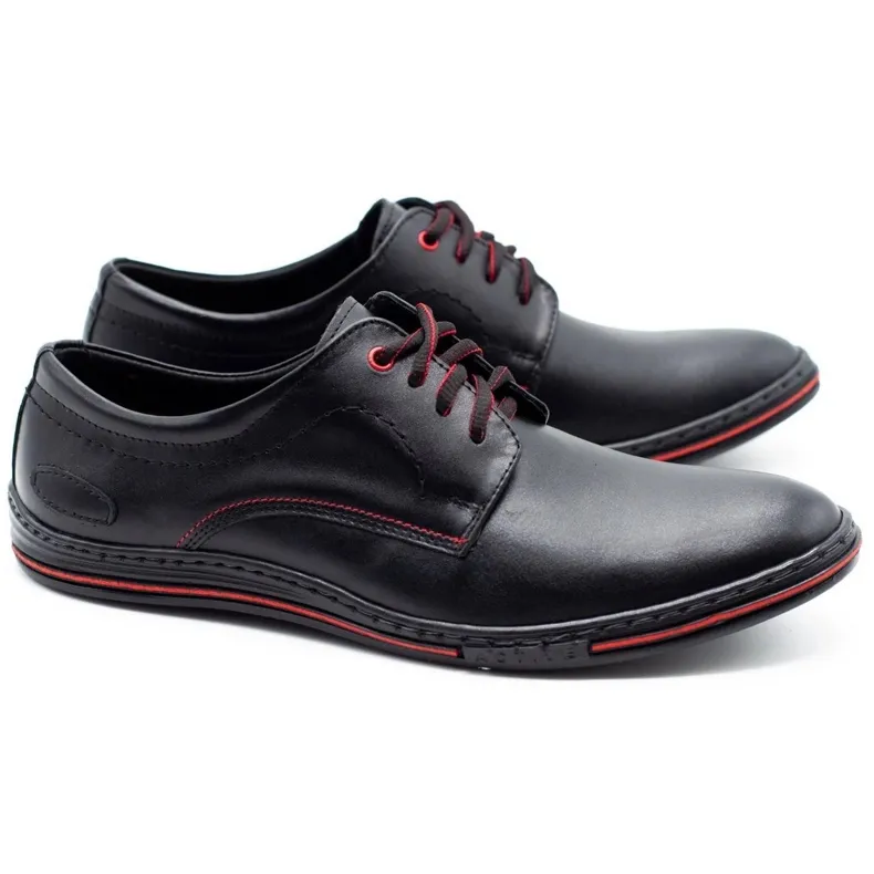 Lukas Chaussures pour hommes en cuir 295LU noir avec rouge le noir