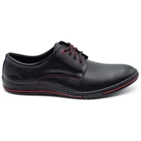 Lukas Chaussures pour hommes en cuir 295LU noir avec rouge le noir