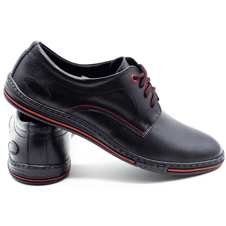 Lukas Chaussures pour hommes en cuir 295LU noir avec rouge le noir