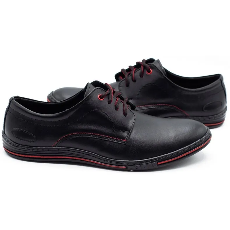 Lukas Chaussures pour hommes en cuir 295LU noir avec rouge le noir